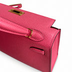 handmade Mini Kelly II 19cm imported Epsom Leather new lipstick powder Gold Buckle — Distinctive Petite Bag