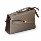 Kelly Double-Sided Epsom Leather in Elephant Gray with Gold Buckle — Distinctive Double-Sided Handbag