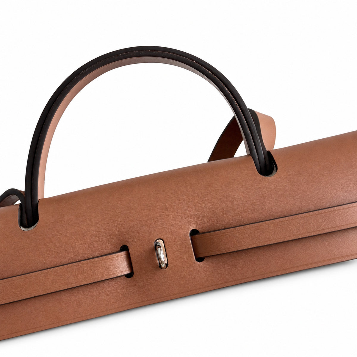 Herbag 31cm Saddle-Inspired Canvas Body with Leather Handle and Shoulder Strap — Versatile Canvas Shoulder Carry