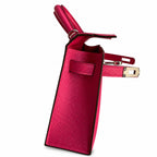 handmade Mini Kelly II 19cm imported Epsom Leather Pink Silver Buckle — Distinctive Petite Bag