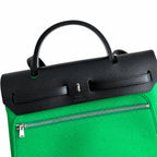 Herbag 31cm Saddle-Inspired Canvas Body with Leather Handle and Shoulder Strap — Streamlined Saddle-Inspired Handbag
