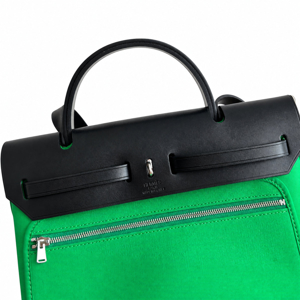 Herbag 31cm Saddle-Inspired Canvas Body with Leather Handle and Shoulder Strap — Streamlined Saddle-Inspired Handbag