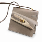 Kelly Desordre 20cm Sellier double-sided Epsom original palm print leather ck18 Elephant Gray Etoupe Gold Buckle GHw top hand sewing — Elegant Structured Carry Style