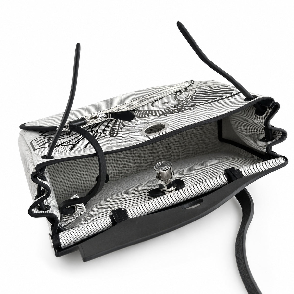 Herbag 31cm Saddle-Inspired Canvas Body with Leather Handle and Shoulder Strap — Classic Canvas-and-Leather Shoulder Carry
