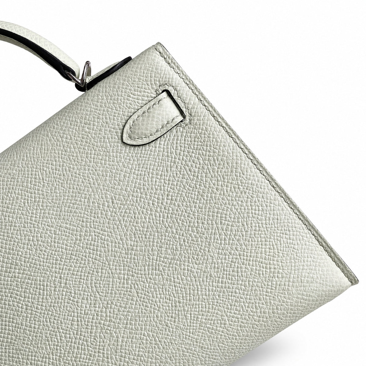 handmade Mini Kelly II 19cm imported Epsom Leather bubble green Silver Buckle — Elegant Compact Carry Style