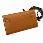 Elegant Petite Clutch: Kelly to go Color: ck37/Gold Size: 19*11.5*1.5cm Leather: Epsom Hardware: Gold Kelly crossbody bag, Golden Brown, cowhide, Gold Buckle, handmade P