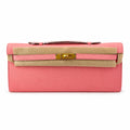 Kelly cut 31 clutch Epsom Milkshake Powder Gold Buckle — Elegant Hand-Carry Clutch