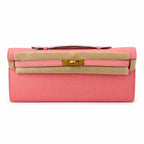 Kelly cut 31 clutch Epsom Milkshake Powder Gold Buckle — Elegant Hand-Carry Clutch