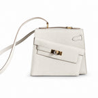 Kelly Double-Sided Epsom Leather in Milkshake White with Gold Buckle — Refined Reversible Carry Design