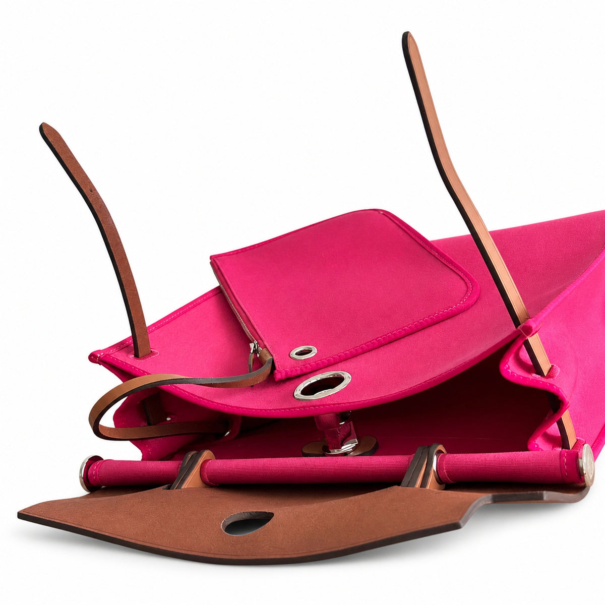 Timeless Saddle-Influenced Bag: Herbag 31cm Saddle-Inspired Canvas Body with Leather Handle and Shoulder Strap