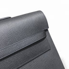 Kelly briefcase 38cm Epsom Leather 89 Noir Black top handcraft — Refined Business Carryall