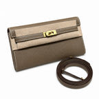 Refined Small Hand-Carry Bag: Kelly to go Color: ck18/etoupe Size: 19*11.5*1.5cm Leather: Epsom Hardware: Gold Kelly shoulder crossbody bag, Elephant Gray, cowhide, Gold Buckle