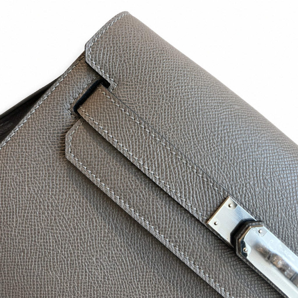Slim Hand-Carry Design: Kelly Depeches 25cm Epsom Leather with Shoulder Strap