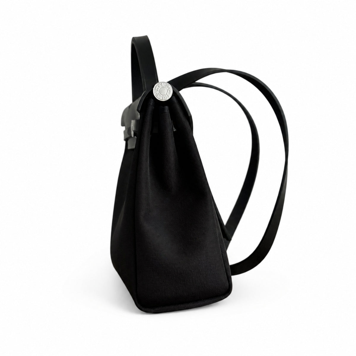 Classic Canvas-and-Leather Shoulder Carry: Herbag 31cm Saddle-Inspired Canvas Body with Leather Handle and Shoulder Strap