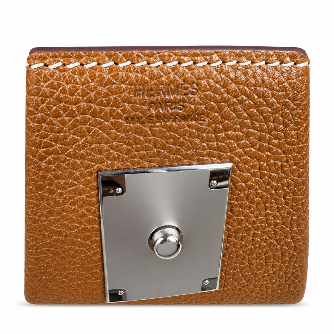 Kelly Messenger messenger bag for men and women, Fubao leather Gold Brown Silver Buckle, imported leather, all-steel hand-waxed thread, the highest — Versatile Structured Bag