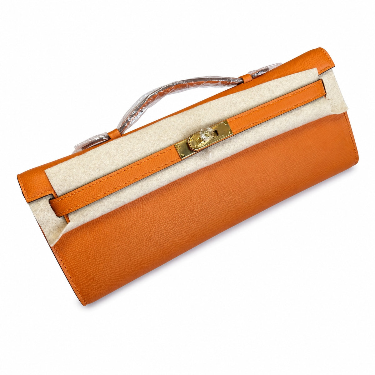 Kelly Cut 31 Clutch Epsom Leather Orange — Streamlined Evening Bag
