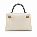 Mini Kelly II 19cm in Nata & Chai & Gris Meyer Epsom Leather with Silver Buckle — Versatile Mini Carry Design