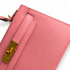 handmade Mini Kelly II 19cm imported Epsom Leather Milkshake Powder Gold Buckle — Timeless Mini Top-Handle Design