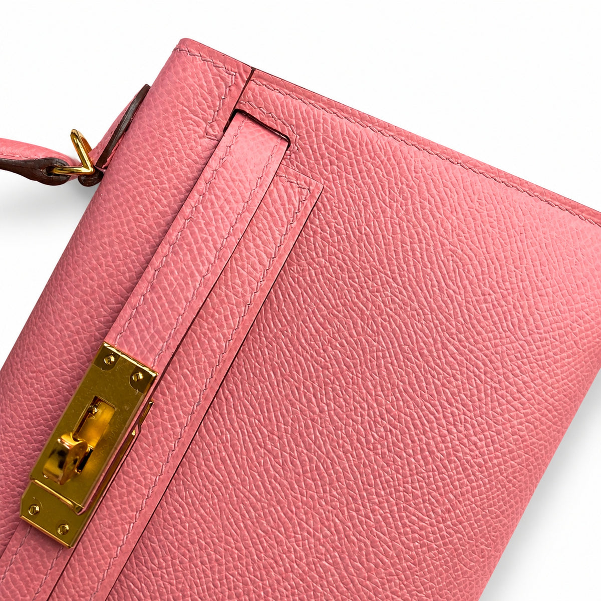 handmade Mini Kelly II 19cm imported Epsom Leather Milkshake Powder Gold Buckle — Timeless Mini Top-Handle Design
