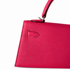 Kelly 25 5J Pink Epsom Silver Buckle handmade — Timeless Top-Handle Design