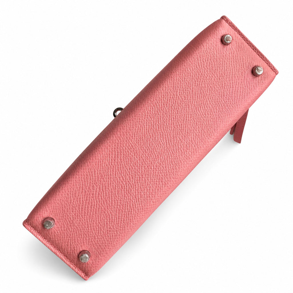 handmade Mini Kelly II 19cm imported Epsom Leather Milkshake Powder Silver Buckle — Versatile Mini Carry Design
