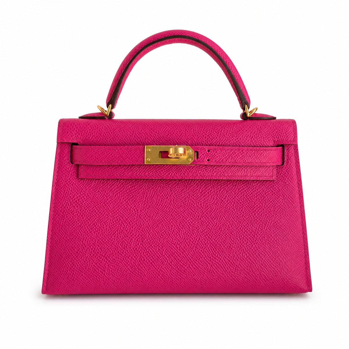 handmade Mini Kelly II 19cm imported Epsom Leather Pink Gold Buckle — Timeless Mini Top-Handle Design