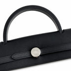 Streamlined Saddle-Inspired Handbag: Herbag 31cm Saddle-Inspired Canvas Body with Leather Handle and Shoulder Strap