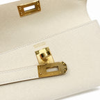 Kelly II SELLIER double-sided Kelly 20cm 10 Milkshake White Epsom Leather Gold Buckle — Elegant Structured Carry Style