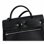 Classic Canvas-and-Leather Shoulder Carry: Herbag 31cm Saddle-Inspired Canvas Body with Leather Handle and Shoulder Strap