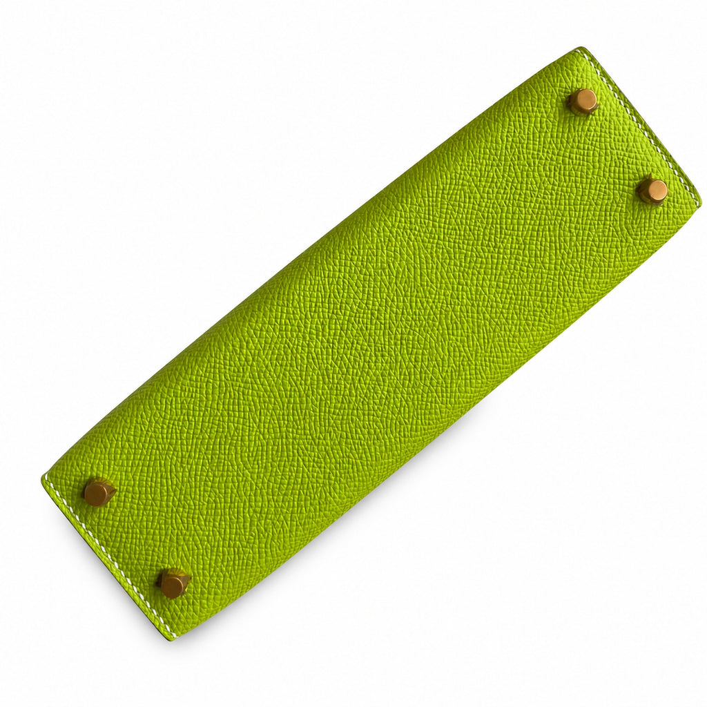 handmade Mini Kelly II 19cm imported Epsom Leather candy green Gold and Silver Buckle — Sophisticated Small-Scale Bag