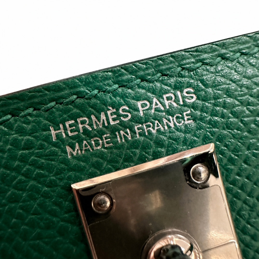 Mini Kelly II 19cm in Vert Verigo Epsom Leather with Silver Buckle — Distinctive Petite Bag