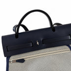 Distinctive Leather-Trimmed Canvas Design: Herbag 31cm Saddle-Inspired Canvas Body with Leather Handle and Shoulder Strap