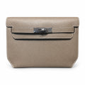 Kelly Depeches 25cm Epsom Leather 18 Etoupe Elephant Gray top handcraft — Refined Shoulder-Strap Clutch