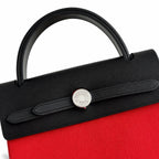 Herbag 31cm Saddle-Inspired Canvas Body with Leather Handle and Shoulder Strap — Sophisticated Canvas Carryall