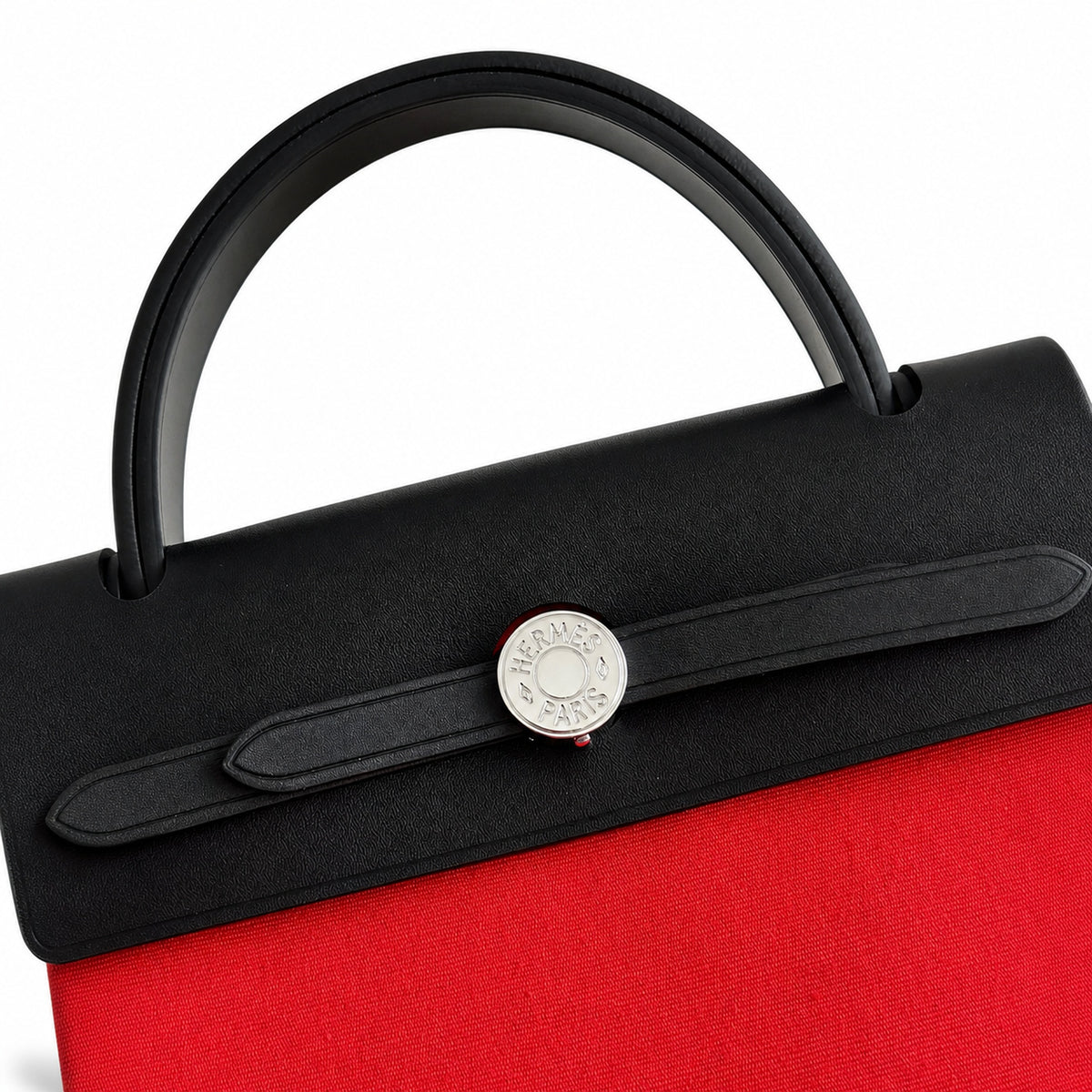 Herbag 31cm Saddle-Inspired Canvas Body with Leather Handle and Shoulder Strap — Sophisticated Canvas Carryall