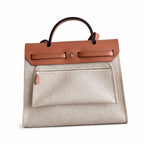 Herbag 31cm Saddle-Inspired Canvas Body with Leather Handle and Shoulder Strap — Versatile Canvas Shoulder Carry