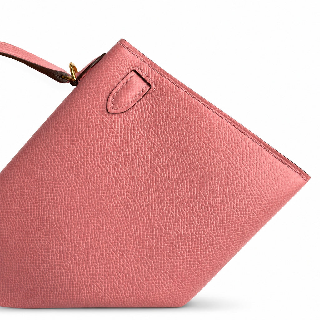 handmade Mini Kelly II 19cm imported Epsom Leather Milkshake Powder Gold Buckle — Timeless Mini Top-Handle Design