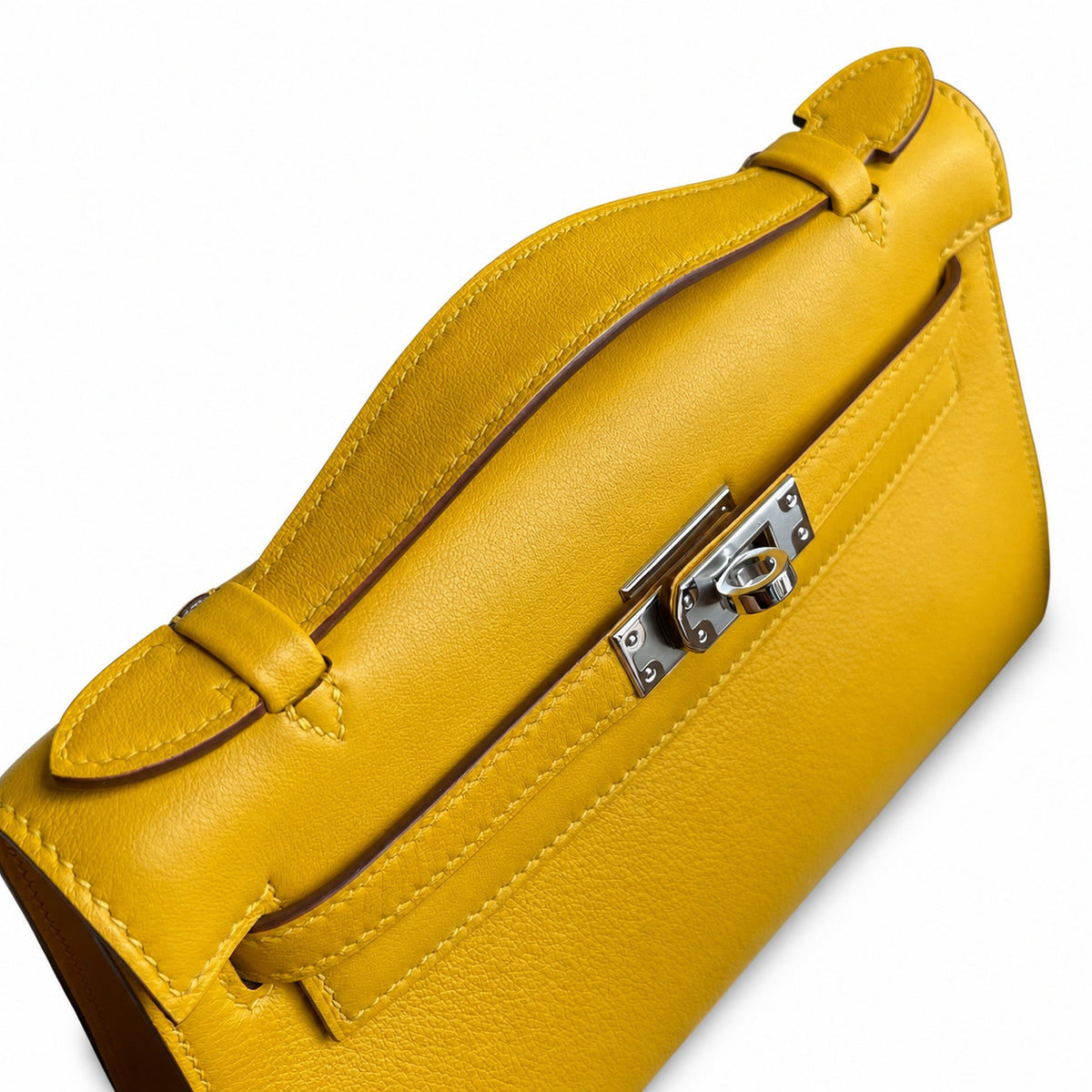 Kelly 22cm Swift Leather with Silver Buckle Handmade — Versatile Structured Bag