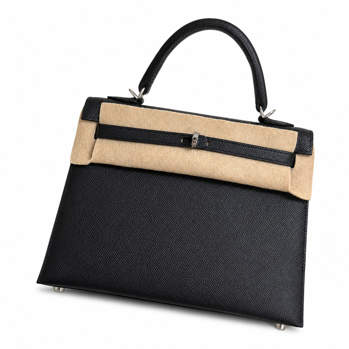 Black, Gold and Silver Buckle, Kelly 25, imported Epsom — Classic Hand-Carry Silhouette