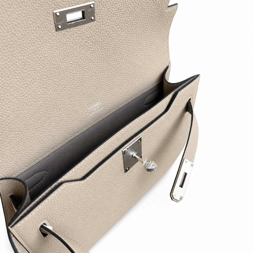 Streamlined Clutch Bag: Kelly Depeches 25cm Togo Leather with Shoulder Strap