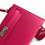 handmade Mini Kelly II 19cm imported Epsom Leather Pink Silver Buckle — Distinctive Petite Bag