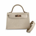 Mini Kelly II 19cm Epsom Leather Milkshake White — Elegant Compact Carry Style