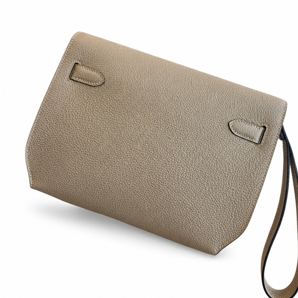Streamlined Clutch Bag: Kelly Depeches 25cm Togo Leather with Shoulder Strap