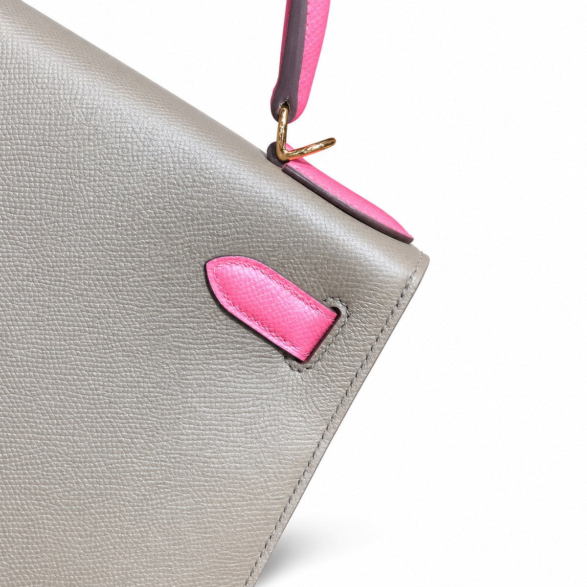 Kelly 28cm in Elephant Gray Epsom Leather Handmade — Distinctive Hand-Carry Bag