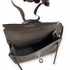 handmade Mini Kelly II 19cm imported Epsom Leather pewter gray Silver Buckle — Refined Mini Handbag