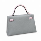 Mini Kelly II 19cm in Blue glacier & Mauve Pale Epsom Leather with Silver Buckle — Streamlined Mini Handbag