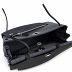 Herbag 31cm Saddle-Inspired Canvas Body with Leather Handle and Shoulder Strap — Structured Canvas Shoulder Bag with Leather Trim