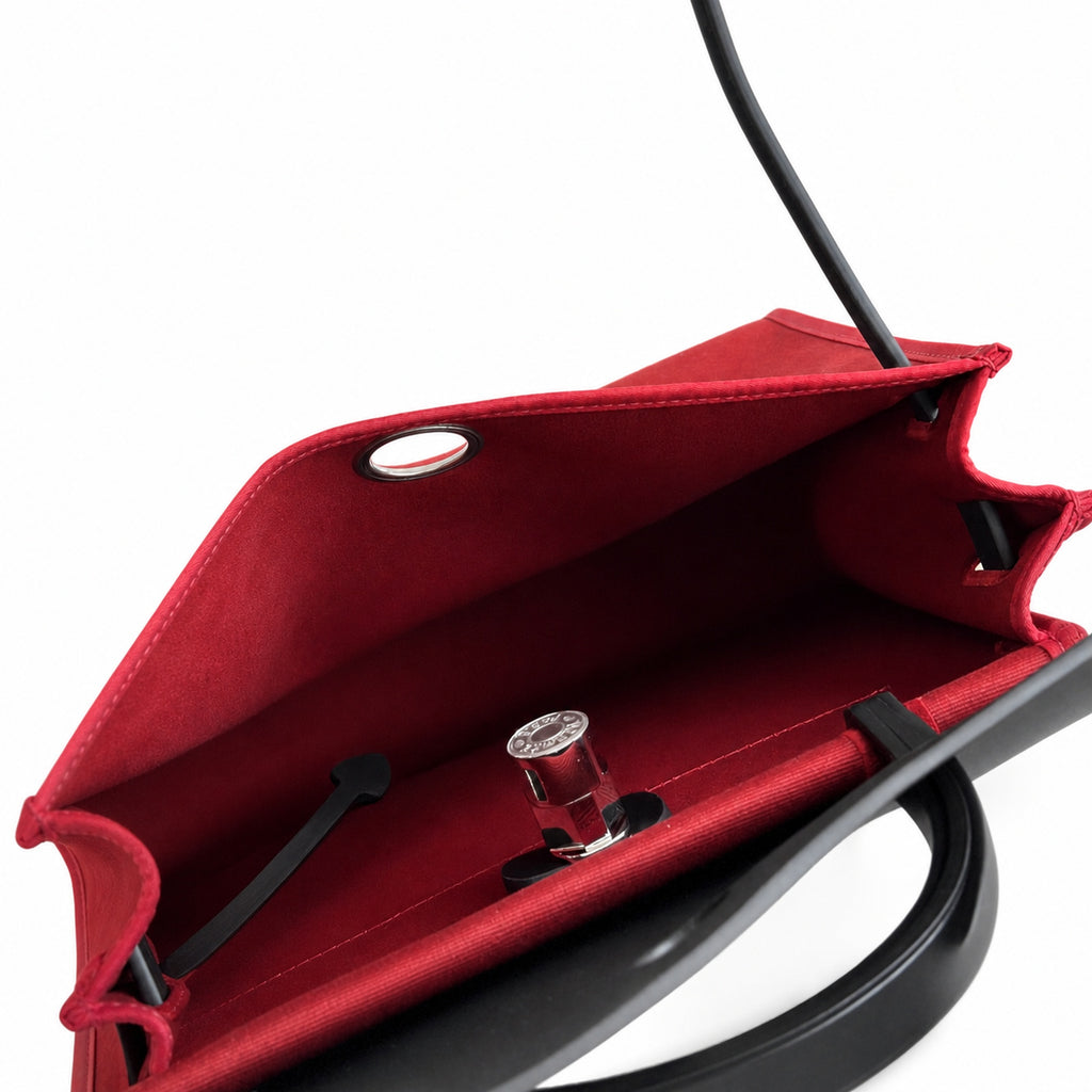 Herbag 31cm Saddle-Inspired Canvas Body with Leather Handle and Shoulder Strap — Canvas-and-Leather Top-Handle Style