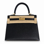 Kelly 25 Black Epsom Gold Buckle handmade — Refined Top-Handle Bag