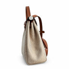 Structured Leather-Trimmed Canvas Carryall: Herbag 31cm Saddle-Inspired Canvas Body with Leather Handle and Shoulder Strap